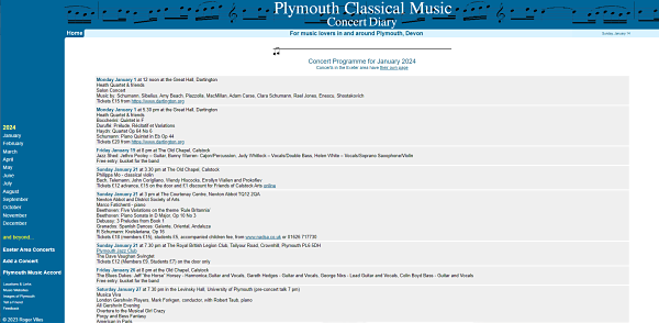 Plymouth Classical Music Concert Diary